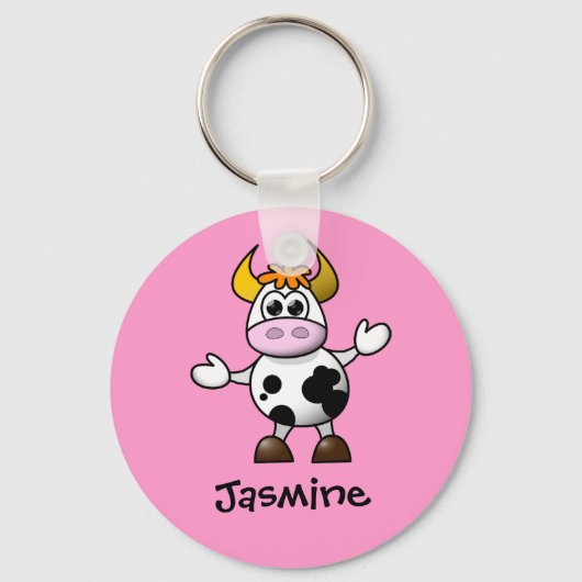 Porte-clés Cute Cartoon Vache Nom personnalisé Cadeau (Recto)
