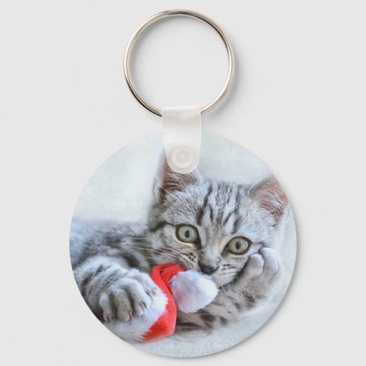 Porte-clés Cute Cat et Santa Claus Hat (Recto)