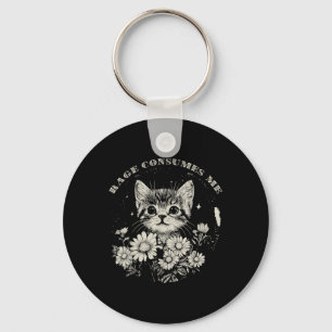 Porte-clés Cute Cat Rage Me Consume Drôle Sarcastique Kitten