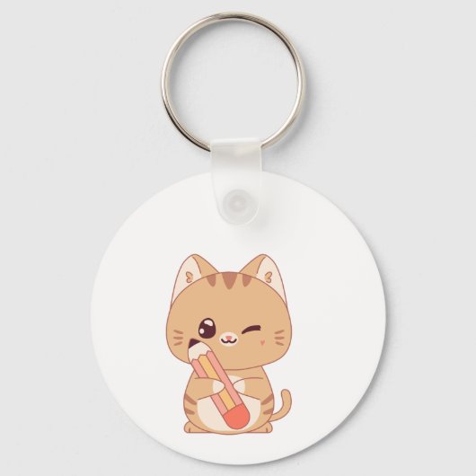 PORTE-CLÉS CUTE CAT STUDENT CATS AMATEURS DE CONCEPTION (Recto)