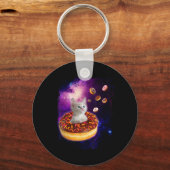 Porte-clés Cute Chat À L'Intérieur De Donut Dans L'Espace Gar (Recto)