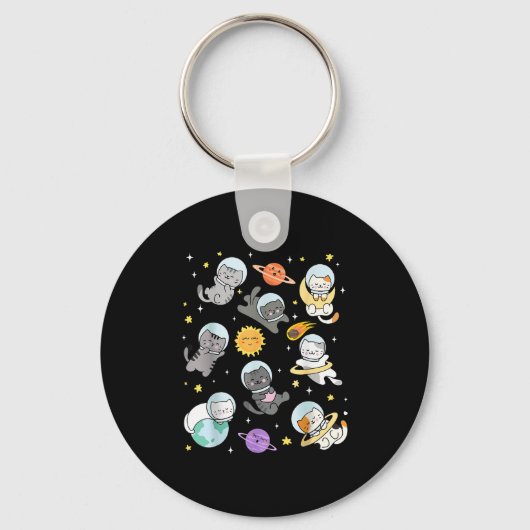Porte-clés Cute Chat Drôle Astronaut Espace Planet Chat Femme (Recto)