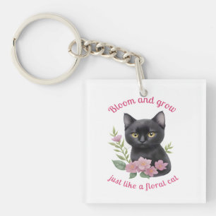 Porte-clés Cute chat Floral Design Fleurit et grandit