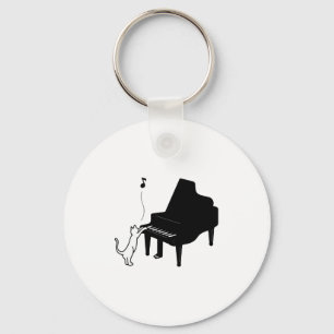 Porte-clés Cute Chat Jouer Piano Amusant Musicien Art