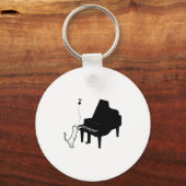 Porte-clés Cute Chat Jouer Piano Amusant Musicien Art (Recto)