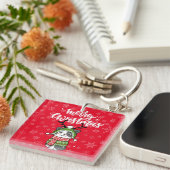 Porte-clés Cute Chat Noël Stocking fourchettes Galore (Devant Droit)
