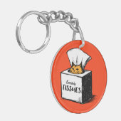 Porte-clés Cute chat orange dans Tissue Box Nom personnalisé (Devant gauche)