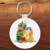 Porte-clés Cute chat sous une couverture confortable avec une (Recto)