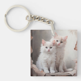 Porte-clés Cute chatte blanche