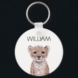 Porte-clés Cute Cheetah Nom de l'animal<br><div class="desc">guépard mignon illustration nom personnalisé porte - clé</div>