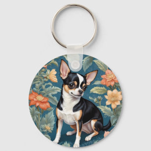 Porte-clés Cute Chihuahua William Morris Inspiré Floral
