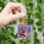 Porte-clés Cute Chipmunk en Fleurs (main)