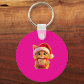 Porte-clés **Cute Christmas Cat with Santa Hat – Funny Holida (Recto)