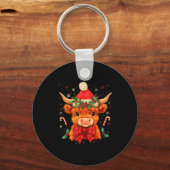 Porte-clés Cute Christmas Highland Cow Mooey Xmas Heifer Sant (Recto)