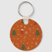 Porte-clés Cute Christmas Pattern – Candy Canes, Trees (Recto)