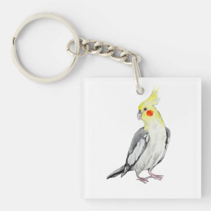 Porte-clés Cute Cockatiel Aquarelle Parrot.