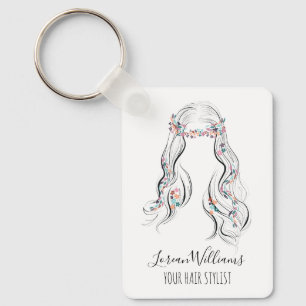 Porte-clés Cute Coiffure Bohème Coiffeur Mariage Floral QR