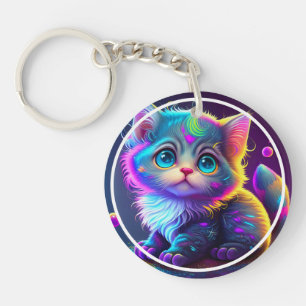 Porte-clés Cute Colorful Chat Artwork numérique-79827