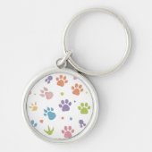 Porte-clés Cute Colorful Paw Prints Pattern Keychain (Devant)
