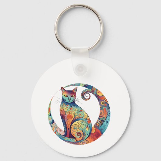 Porte-clés cute colurful cat design (Recto)