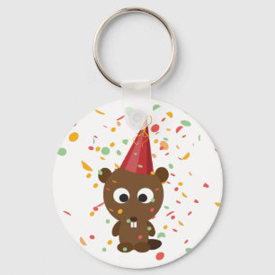 Porte-clés Cute Confetti Party Beaver
