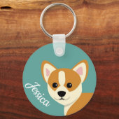 Porte-clés Cute Corgi Amoureux des chiens personnalisé (Recto)