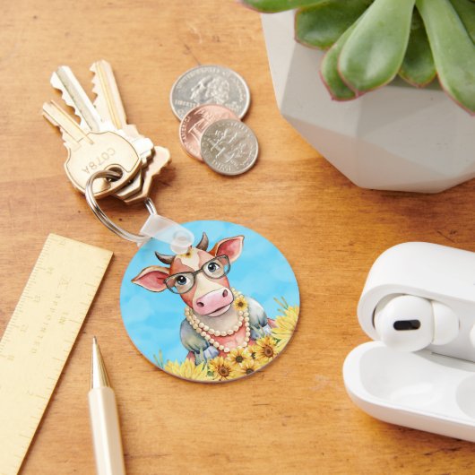 Porte-clés Cute Cow Sunflowers (Bureau)