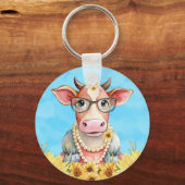 Porte-clés Cute Cow Sunflowers (Recto)