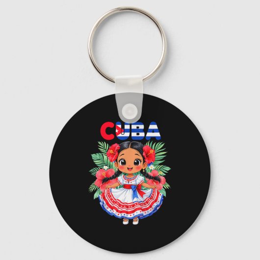 Porte-clés Cute Cuba Cuban Girl Traditional Dress Trocal Flow (Recto)