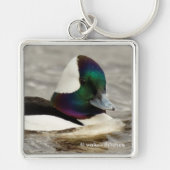 Porte-clés Cute Curieux canard à tête de buffle sur le lac (Devant)