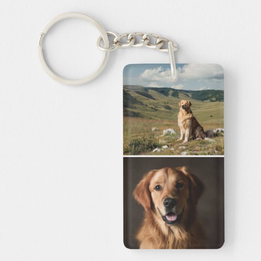 Porte-clés Cute Custom Dog Photos Collage Paw Print (Devant)