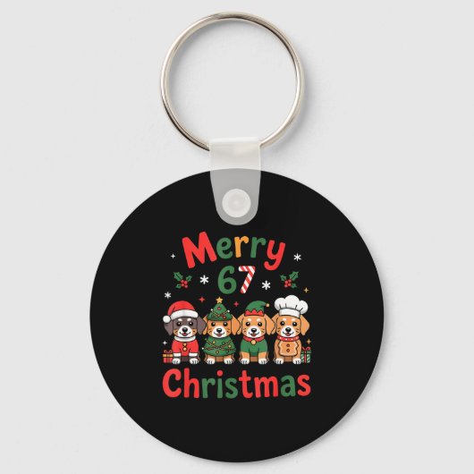 Porte-clés Cute Dachshund Christmas Design Funny Holiday Dog  (Recto)