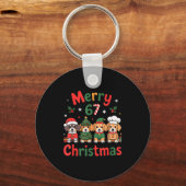 Porte-clés Cute Dachshund Christmas Design Funny Holiday Dog  (Recto)