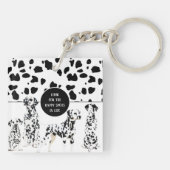 Porte-clés Cute Dalmatiens Noir & Blanc Zones Joyeuses (Dos)
