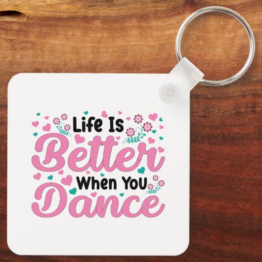 Porte-clés Cute Dancer Saying Pink & Teal Confetti (Verso)