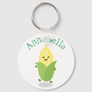Porte-clés Cute dancing kawaii corn cob cartoon illustration