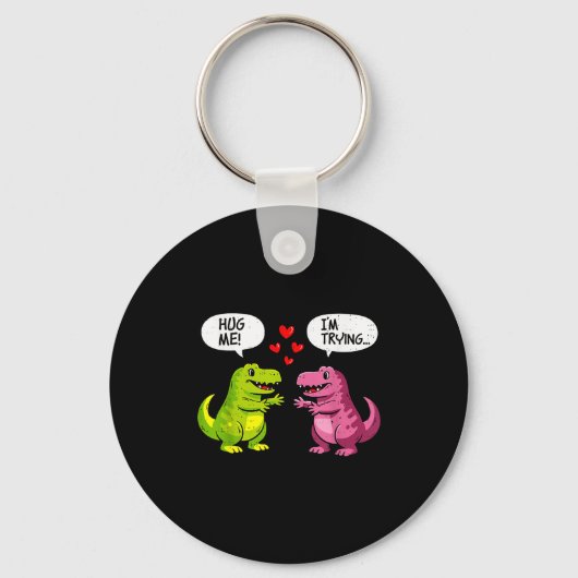 Porte-clés Cute Dinosaur T Rex Hug Valentines Day Couple Boyf (Recto)