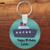 Porte-clés Cute dinosaure capitaine bateau bateau école Anniv (Recto)