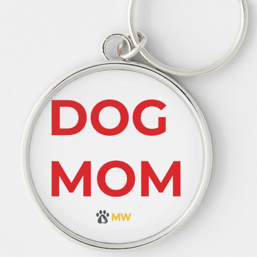Porte-clés Cute DOG MOM Red & Gold Keychain | Pet Parent Quic (Devant)