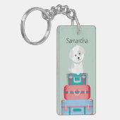 Porte-clés Cute Dog Sat sur les valises Personnalisé (Devant gauche)