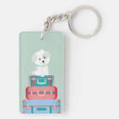 Porte-clés Cute Dog Sat sur les valises Personnalisé (Dos)