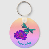 Porte-clés Cute dragonfly sur Flower Personnalisé (Recto)