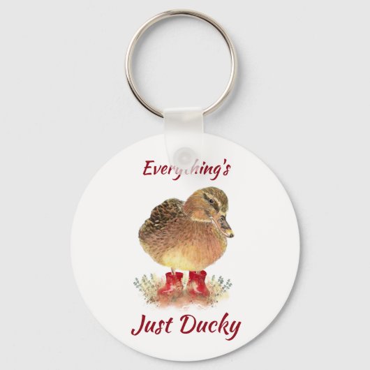 Porte-clés Cute Duck Fun Quote " Everything is Just Ducky" (Recto)