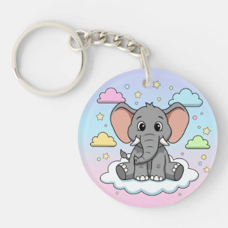 Porte-clés Cute Elephant on Cloud - I'm Ele-Fun-t Pun