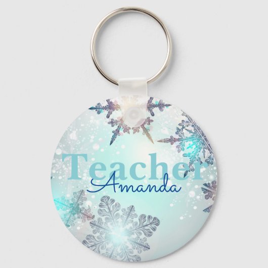 Porte-clés Cute enseignant Snowflake Nom personnalisé Porte - (Recto)