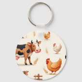 Porte-clés Cute Farm Animals Barn Pattern (Verso)