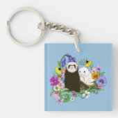 Porte-clés Cute Ferrets Floral (Devant)