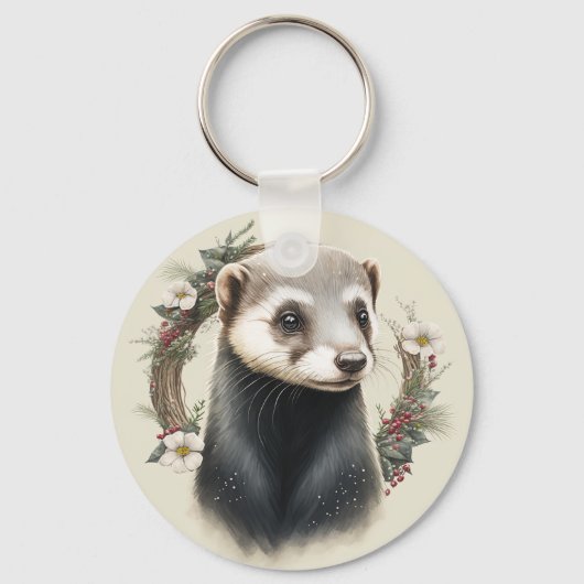 Porte-clés Cute Festive Porte - clé Ferret (Recto)