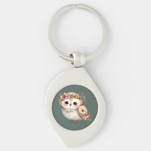 Porte-clés Cute Floral Owl with Bow (Devant)