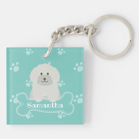 Porte-clés Cute Fluffy Curly Coat Poodle Chien Chien Chien Ch (Dos)